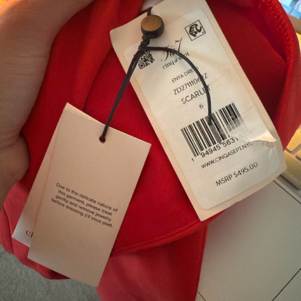Cinq a Sept Enya Midi Dress in Scarlet - Picture 6 of 6